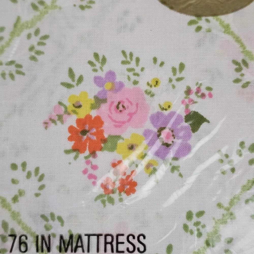NOS Vtg Cannon Monticello Full Flat Sheet Plantation Bouquet 50/50 Muslin